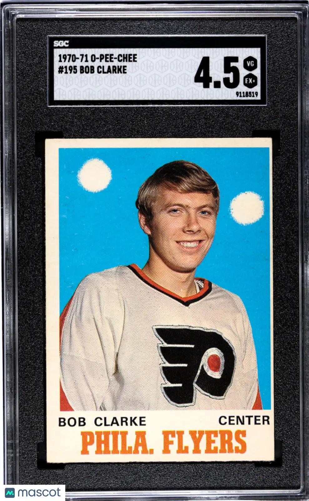 1970 O-Pee-Chee Hockey Bob Clarke RC Rookie SGC 4.5 #195 