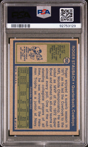 1972 Topps Football Roger Staubach #200 PSA 6 