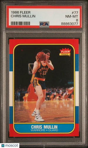 1986 Fleer Basketball Chris Mullin RC Rookie #77 PSA 8 