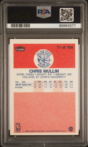 1986 Fleer Basketball Chris Mullin RC Rookie #77 PSA 8 