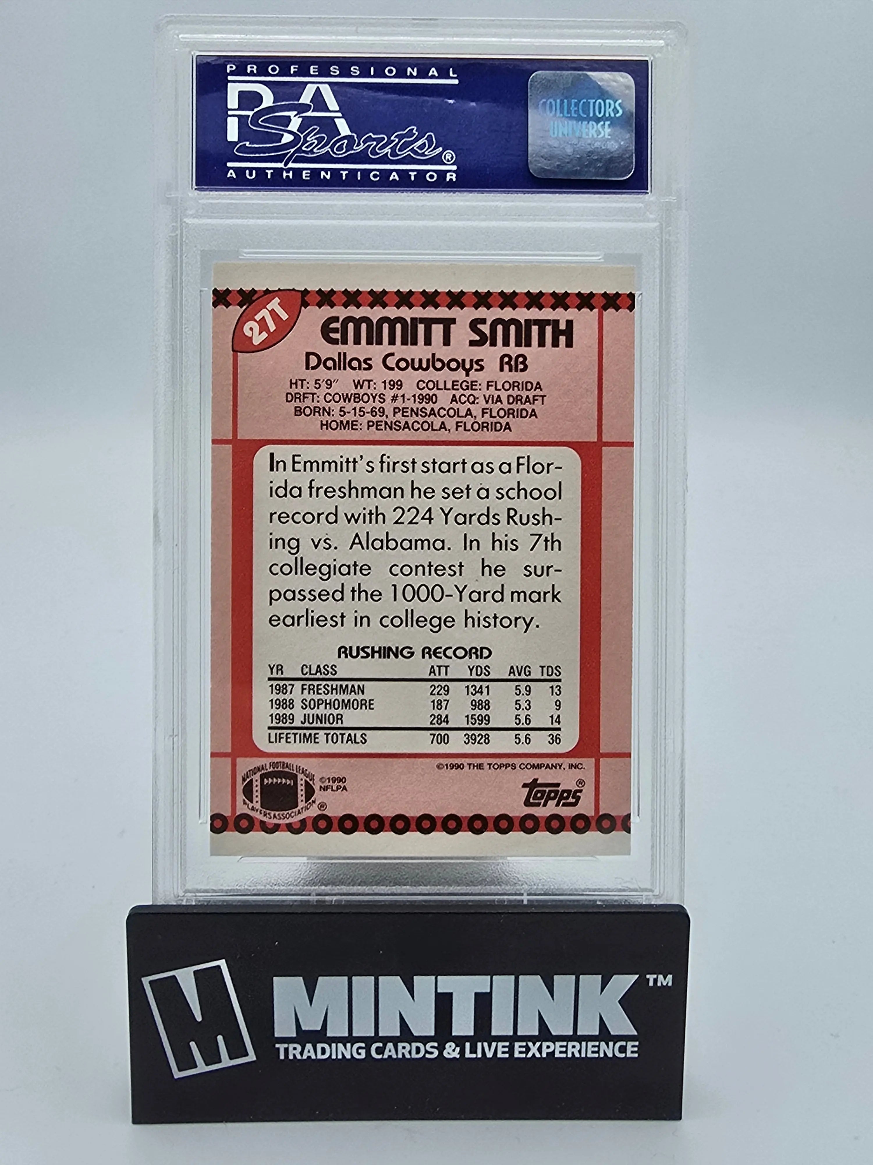 1990 Topps Traded Football Emmitt Smith Rookie Card PSA 9 #27T 