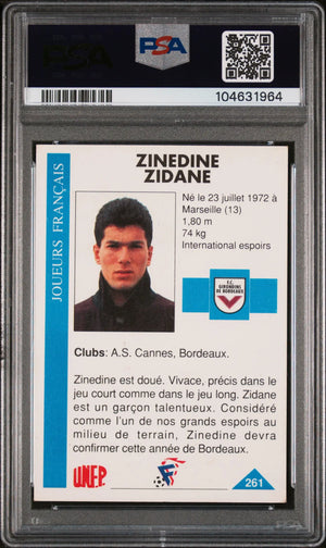 1992 Panini U.N.F.P. Zinedine Zidane #261 PSA 4 