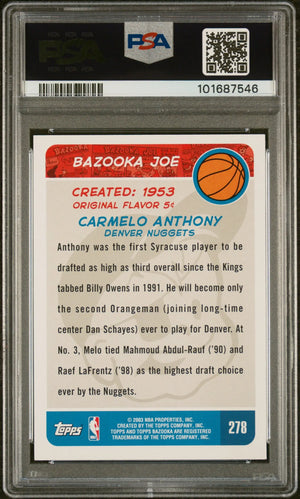 2003 Bazooka Basketball Carmelo Anthony RC Rookie PSA 9 