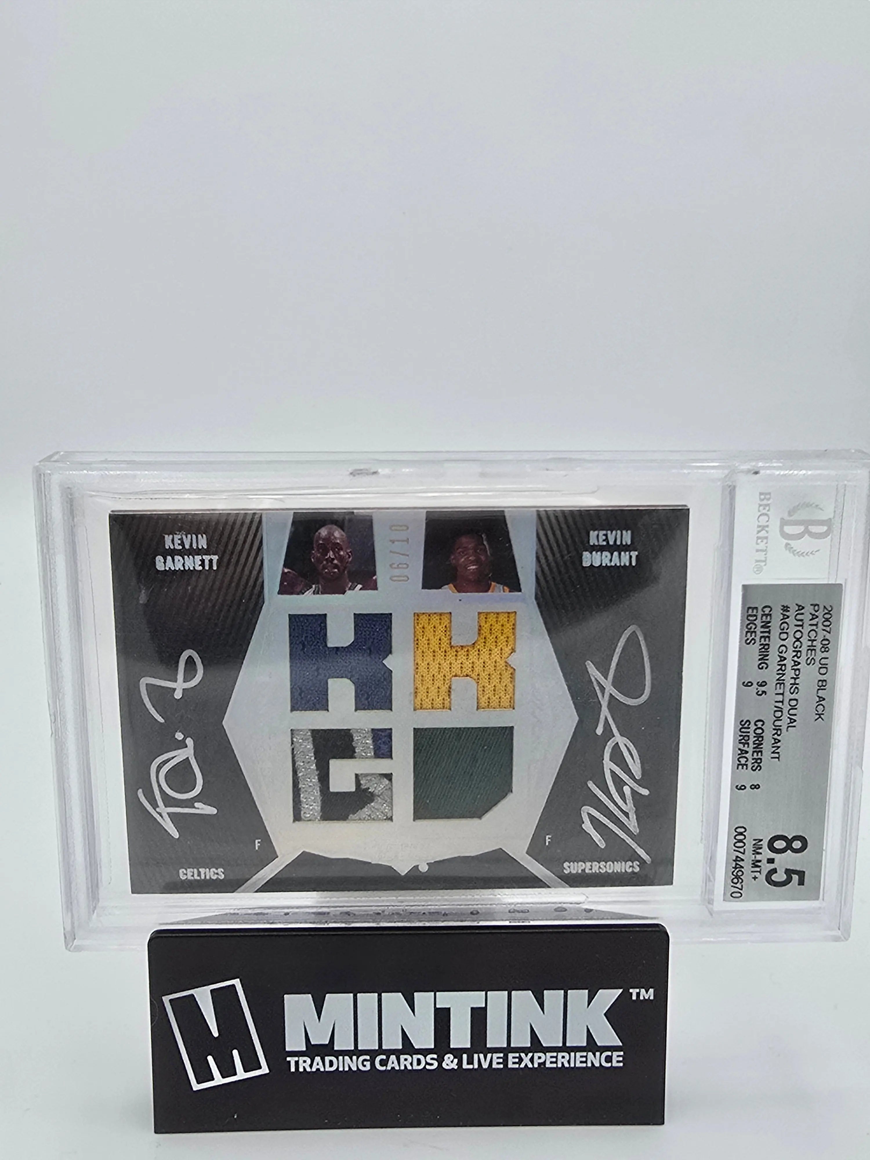 2007-08 UD Black Patches Autographs Dual Kevin Durant Kevin Garnett  BGS 8.5 /10 