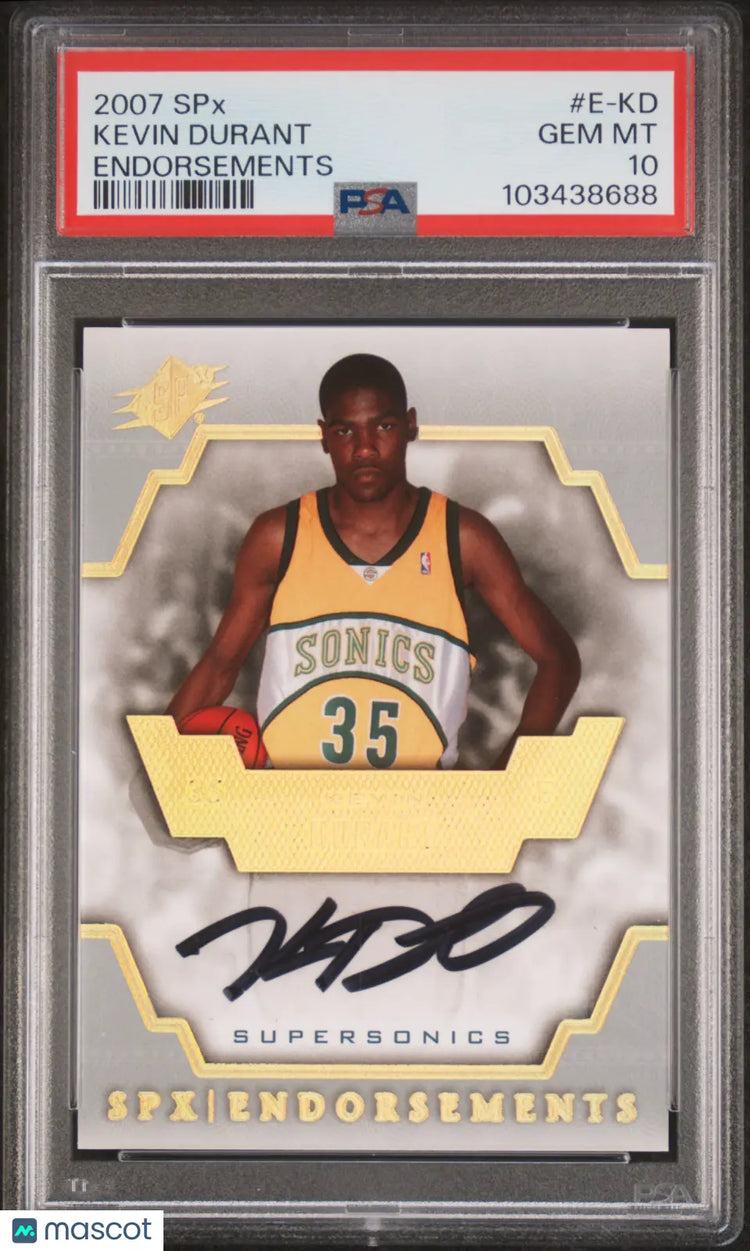 2007 Upper Deck SPX Endorsements Kevin Durant Rookie Autograph PSA 10 