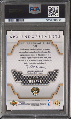 2007 Upper Deck SPX Endorsements Kevin Durant Rookie Autograph PSA 10 