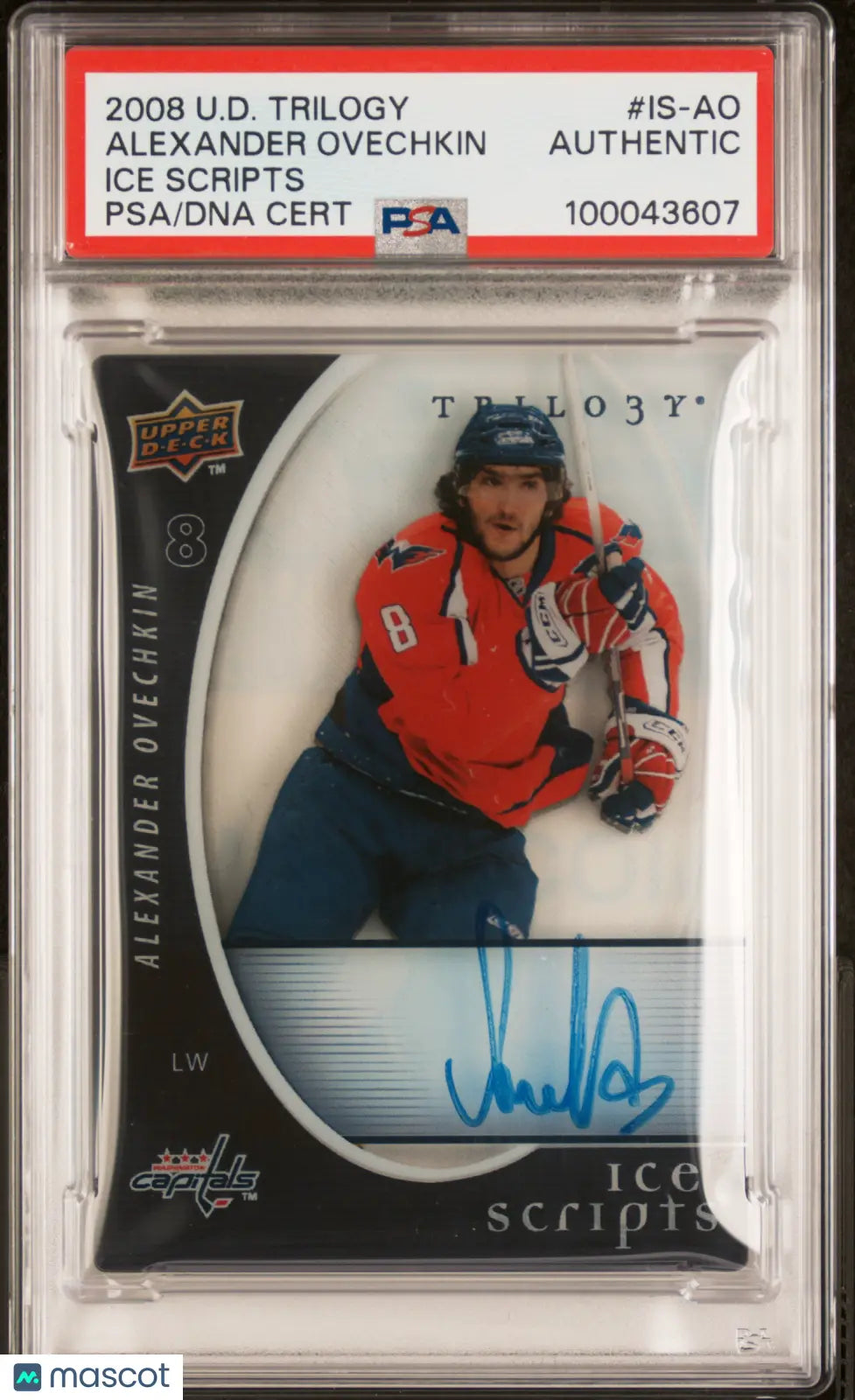 2008 Upper Deck Trilogy Ice Scripts Autograph Alexander Ovechkin PSA Authentic 