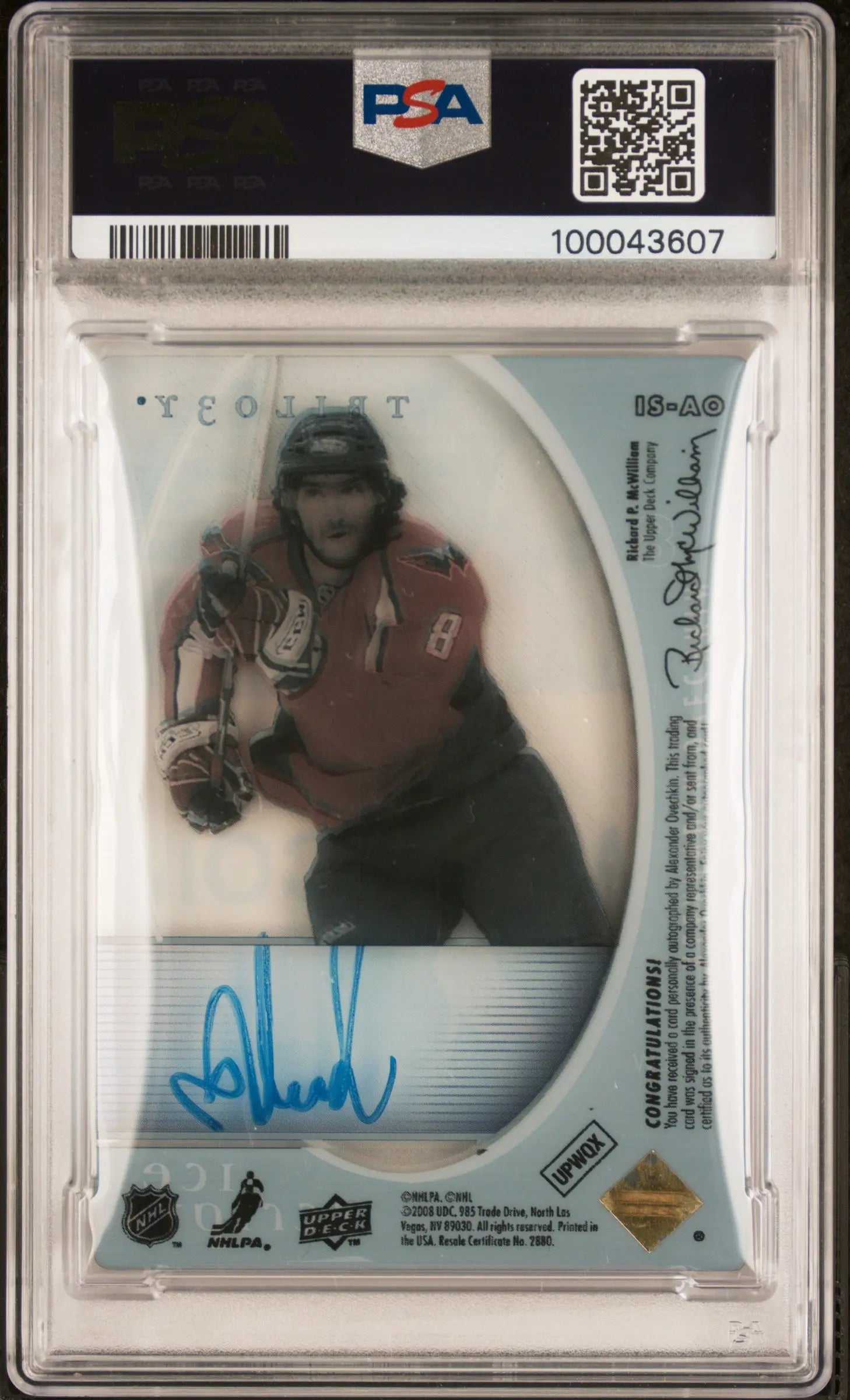 2008 Upper Deck Trilogy Ice Scripts Autograph Alexander Ovechkin PSA Authentic 