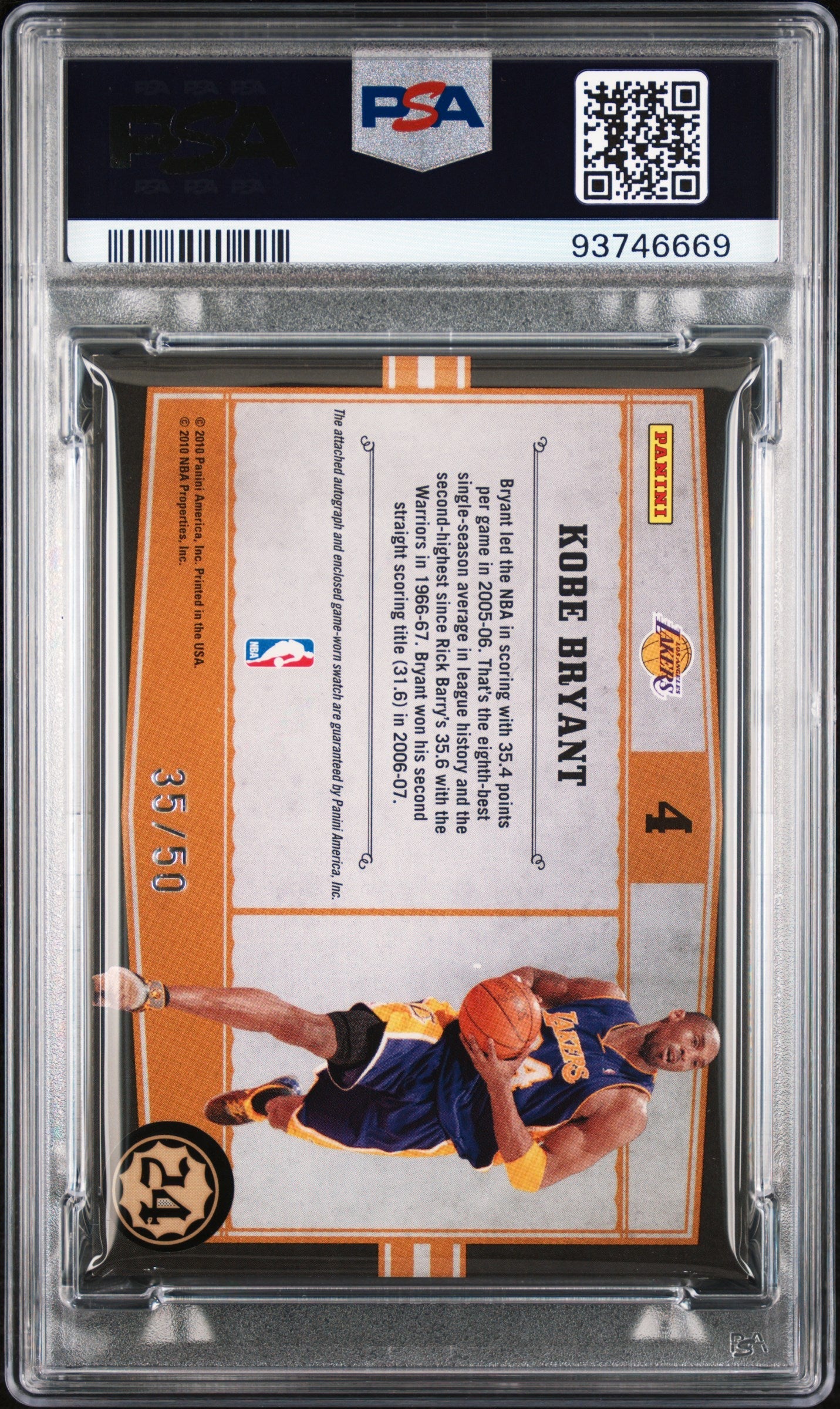 2009 Panini Timeless Treas Statistical Champions Mat Psa 8 Kobe Bryant Auto 50 2