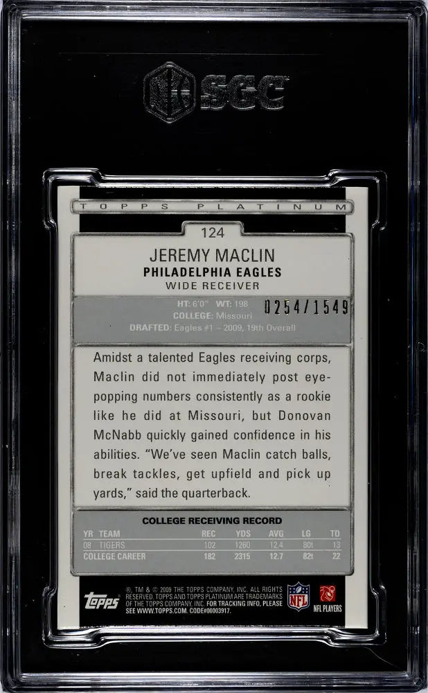 2009 Topps Platinum Jeremy Maclin #124 SGC 8.5 