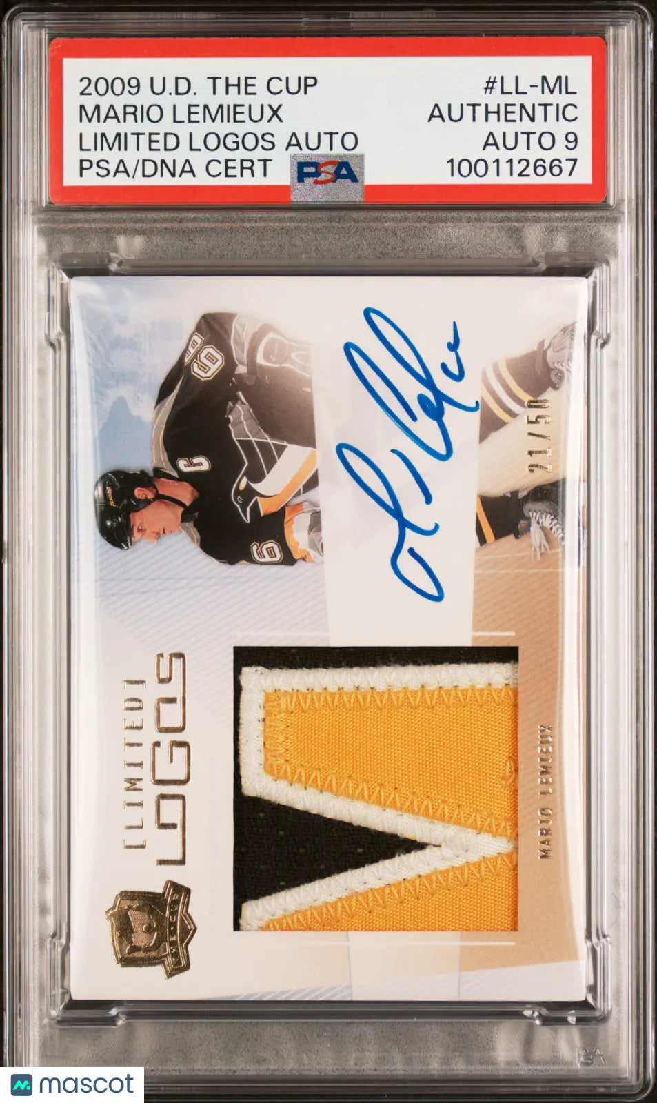 2009 Upper Deck The Cup Limited Logos Autographs Mario Lemieux PSA Authentic /50 