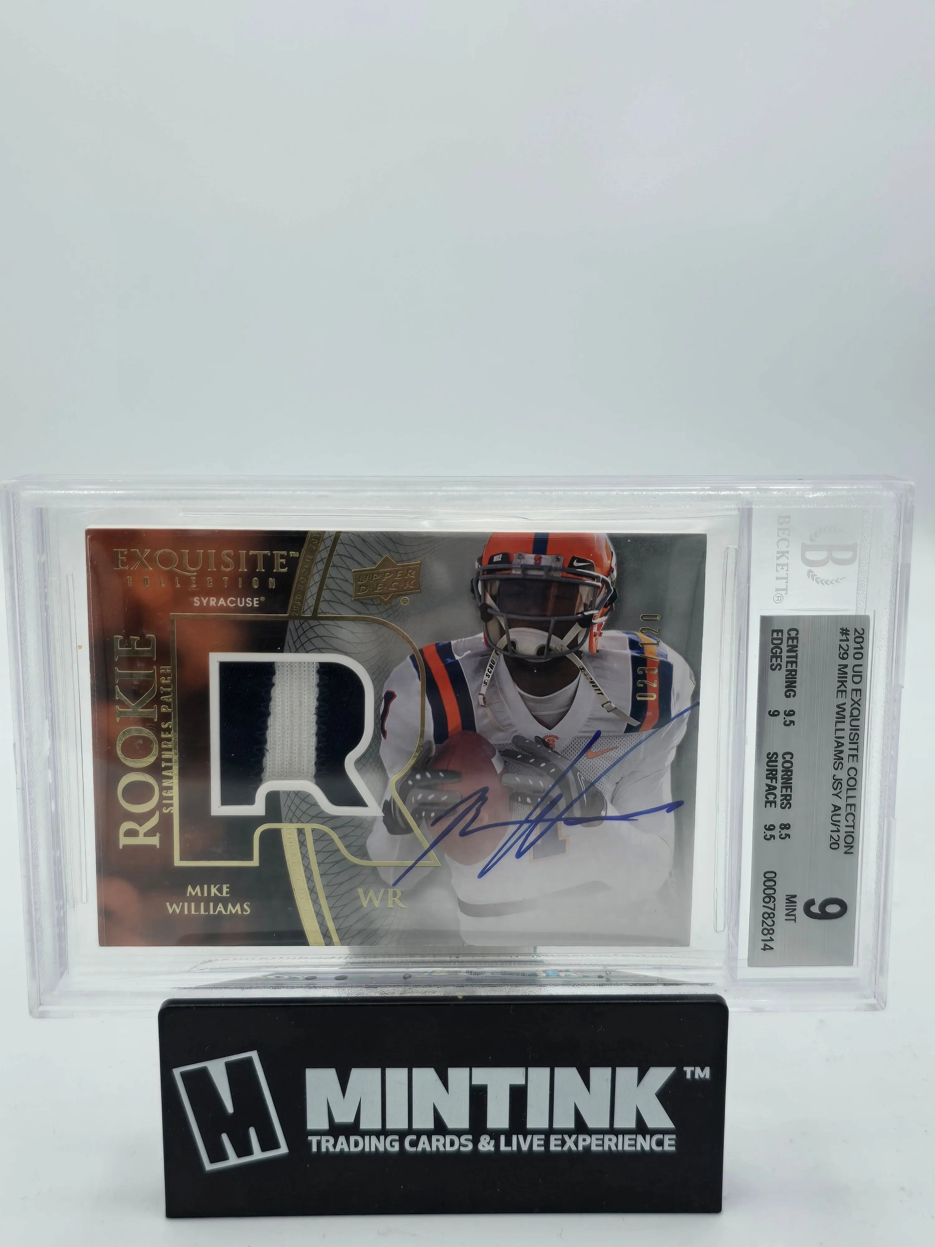 2010 Upper Deck Exquisite Football Mike Williams RC Jersey Auto BGS 9 /120 