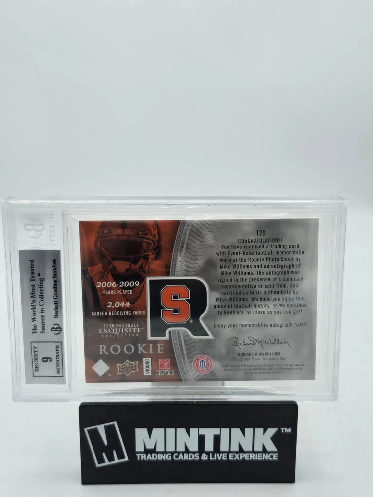 2010 Upper Deck Exquisite Football Mike Williams RC Jersey Auto BGS 9 /120 