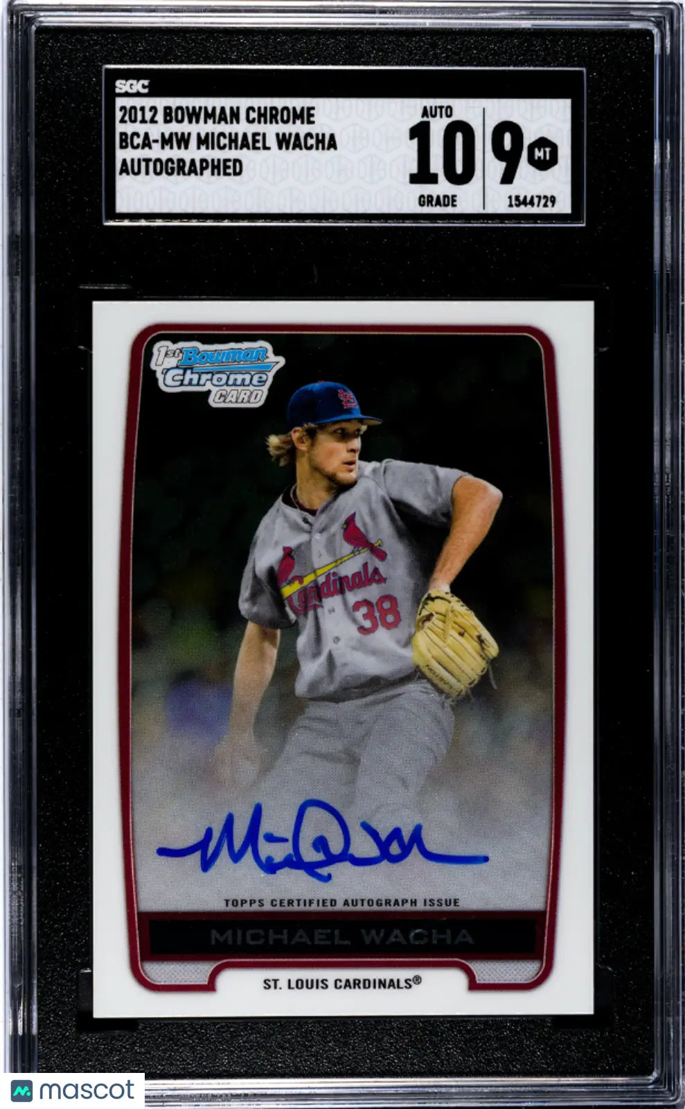 2012 Bowman Chrome Michael Wacha Autograph SGC 9 