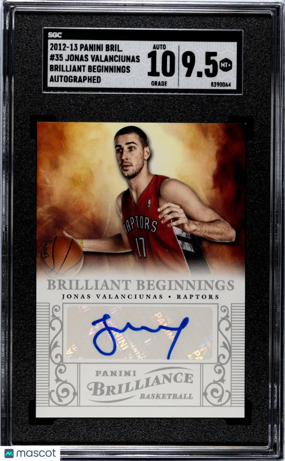 2012 Panini Brilliance Jonas Valanciunas Brilliant Beginnings Auto SGC 9.5 