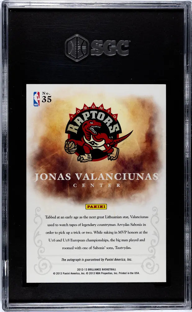 2012 Panini Brilliance Jonas Valanciunas Brilliant Beginnings Auto SGC 9.5 