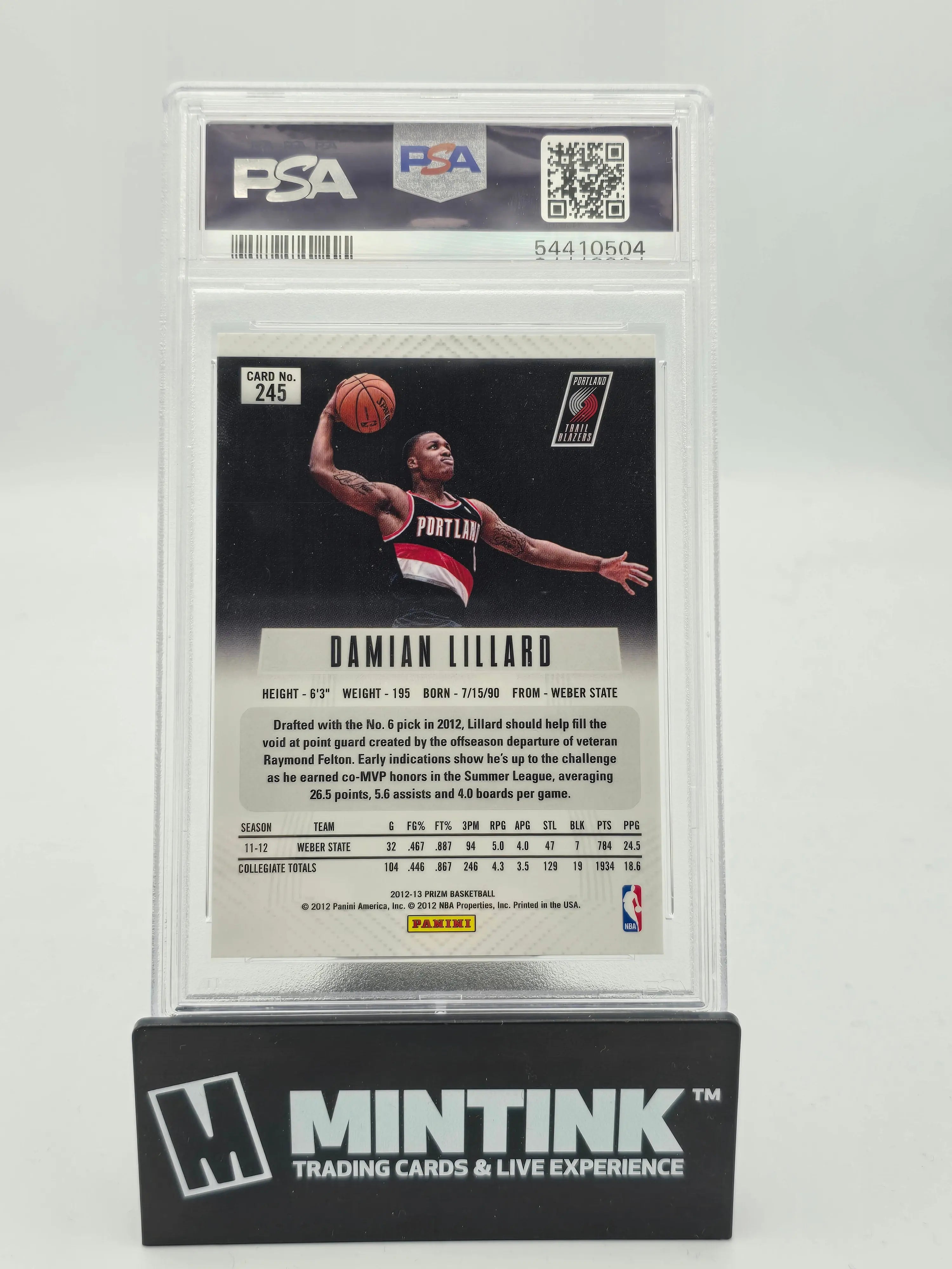 2012 Panini Prizm Basketball Damian Lillard RC Rookie Prizm PSA 9 #245 