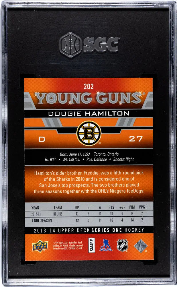 2013-14 Upper Deck Series One Hockey Dougie Hamilton Young Guns RC SGC 9.5 