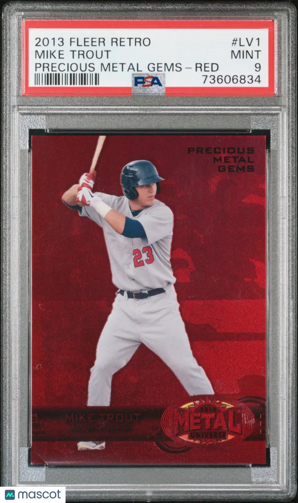 2013 Fleer Retro Baseball Precious Metal Gems Mike Trout PSA 9 /100 