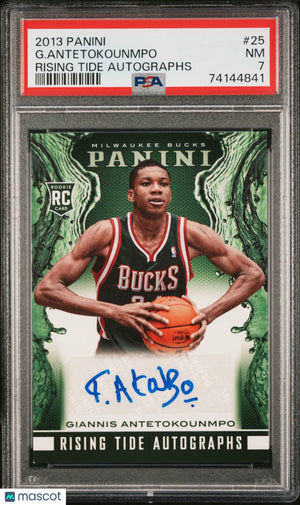 2013 Panini Basketball Rising Tide G. Antetokounmpo RC Rookie Autograph PSA 7 