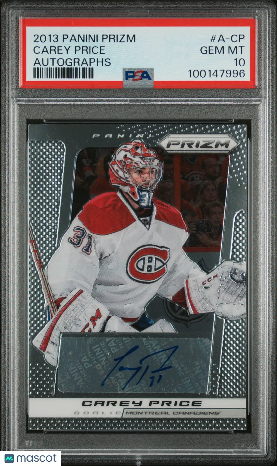 2013 Panini Prizm Autographs Carey Price #A-CP PSA 10 