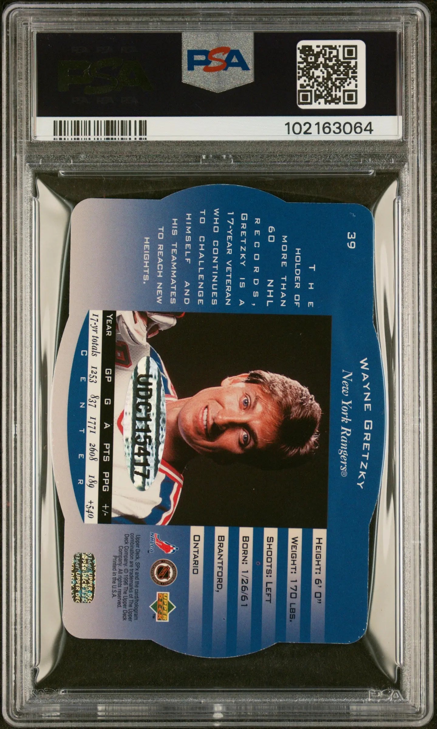 2013 SPX Autographed Buybacks Wayne Gretzky #39 PSA 8 /24 