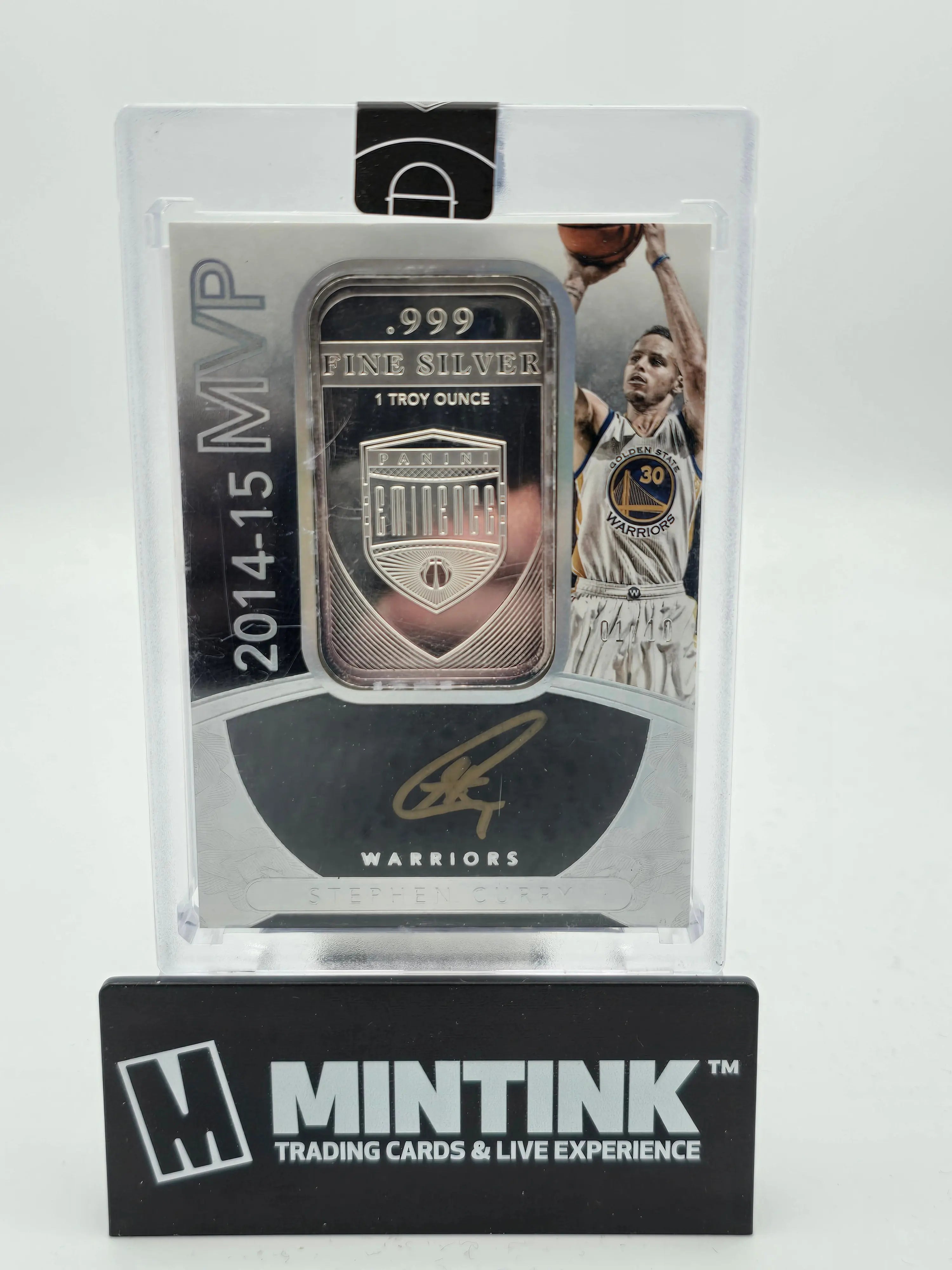 2014-15 Eminence Basketball Stephen Curry MVP 1 Troy Ounce Fine Silver Auto 1/10 