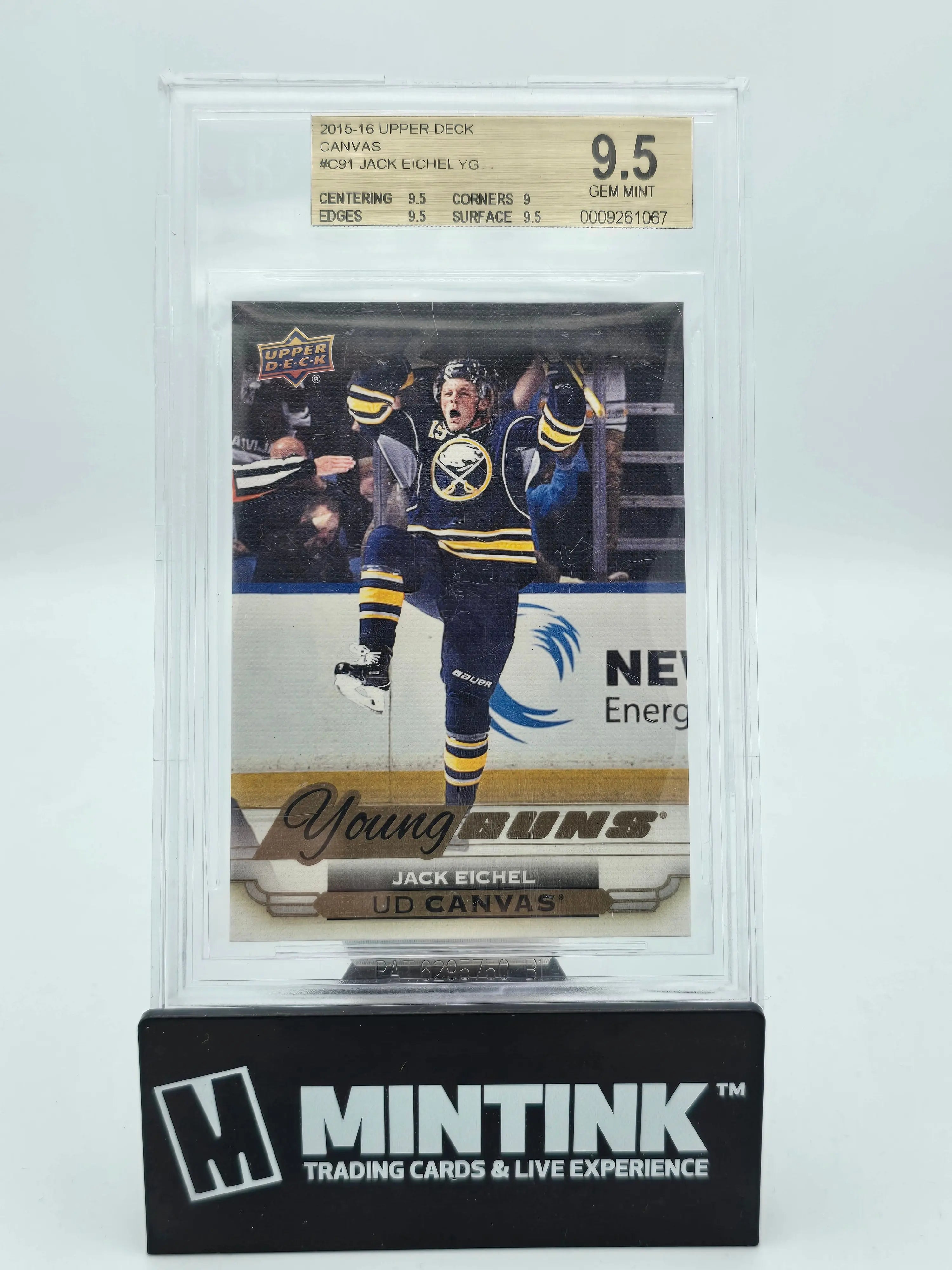 2015-16 Upper Deck Series 1 Hockey Jack Eichel Young Guns UD Canvas BGS 9.5 