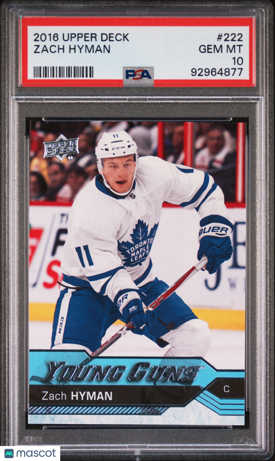 2016-17 Upper Deck Series One Psa 10 Zach Hyman Young Guns #222 1