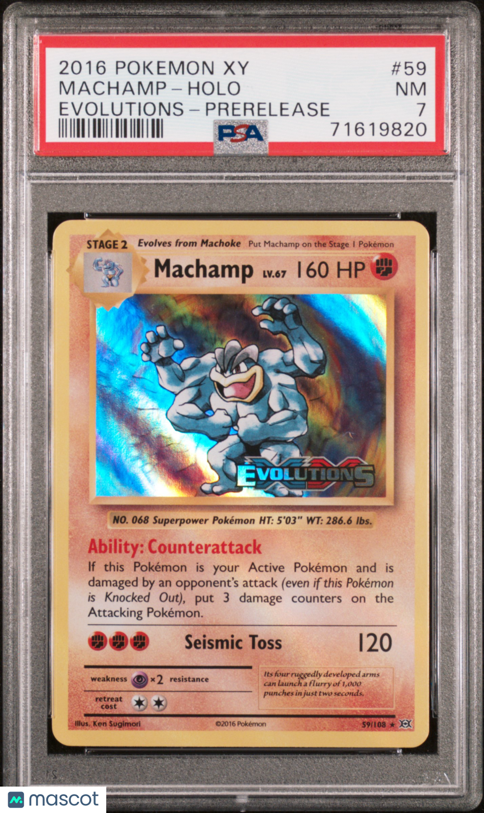 2016 Pokémon Xy Psa 7 Machamp Holo Evolutions Pre-Release #59 1