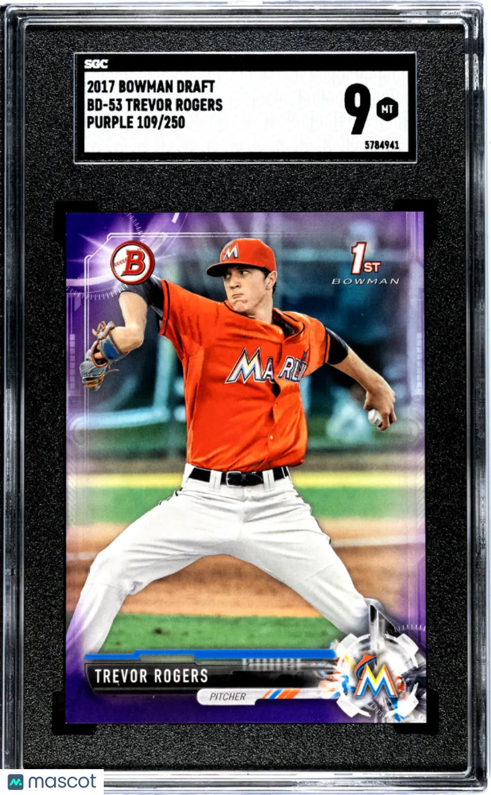 2017 1st Bowman Draft Paper Trevor Rogers Purple SGC 9 /250 