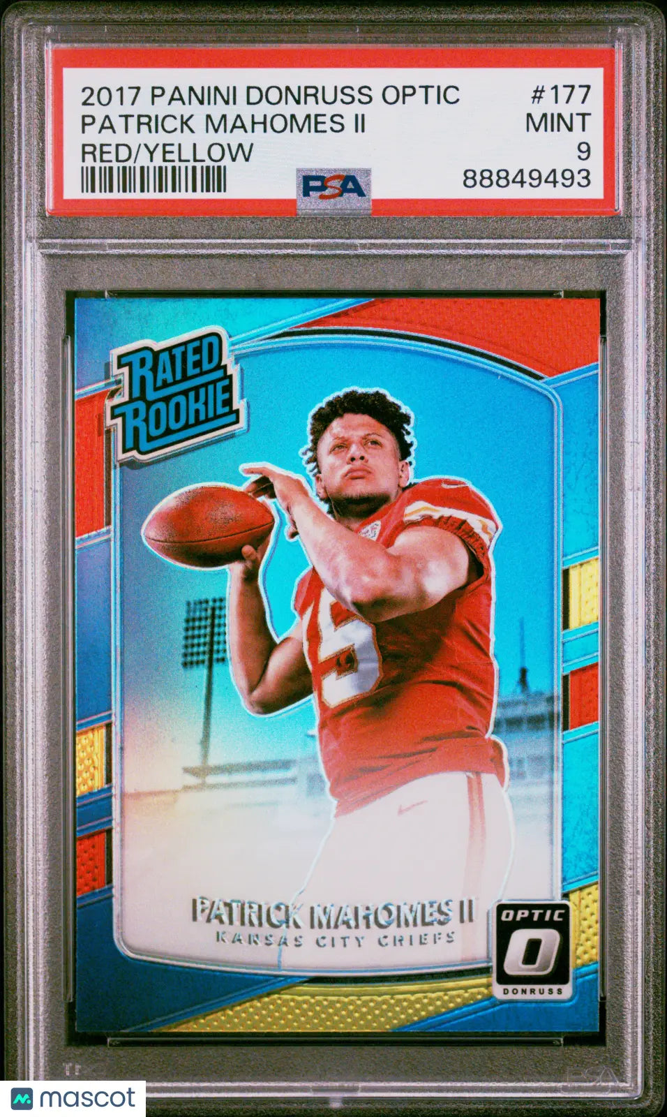 2017 Panini Donruss Optic Red & Yellow Rated Rookie Patrick Mahomes II PSA 9 