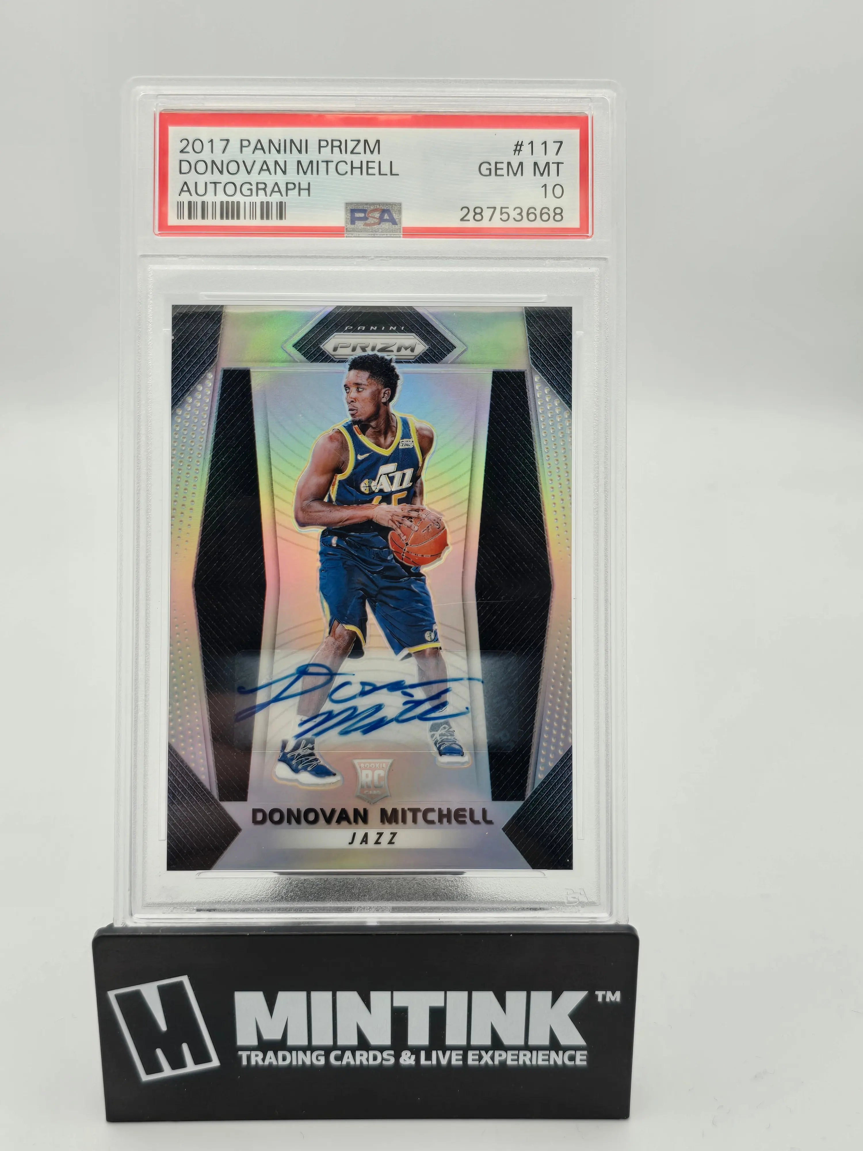 2017 Panini Prizm Basketball Donovan Mitchell RC Rookie Prizm Auto PSA 10 