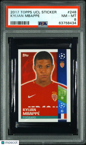 2017 Topps UEFA Champions League Sticker Kylian Mbappe #248 PSA 8 