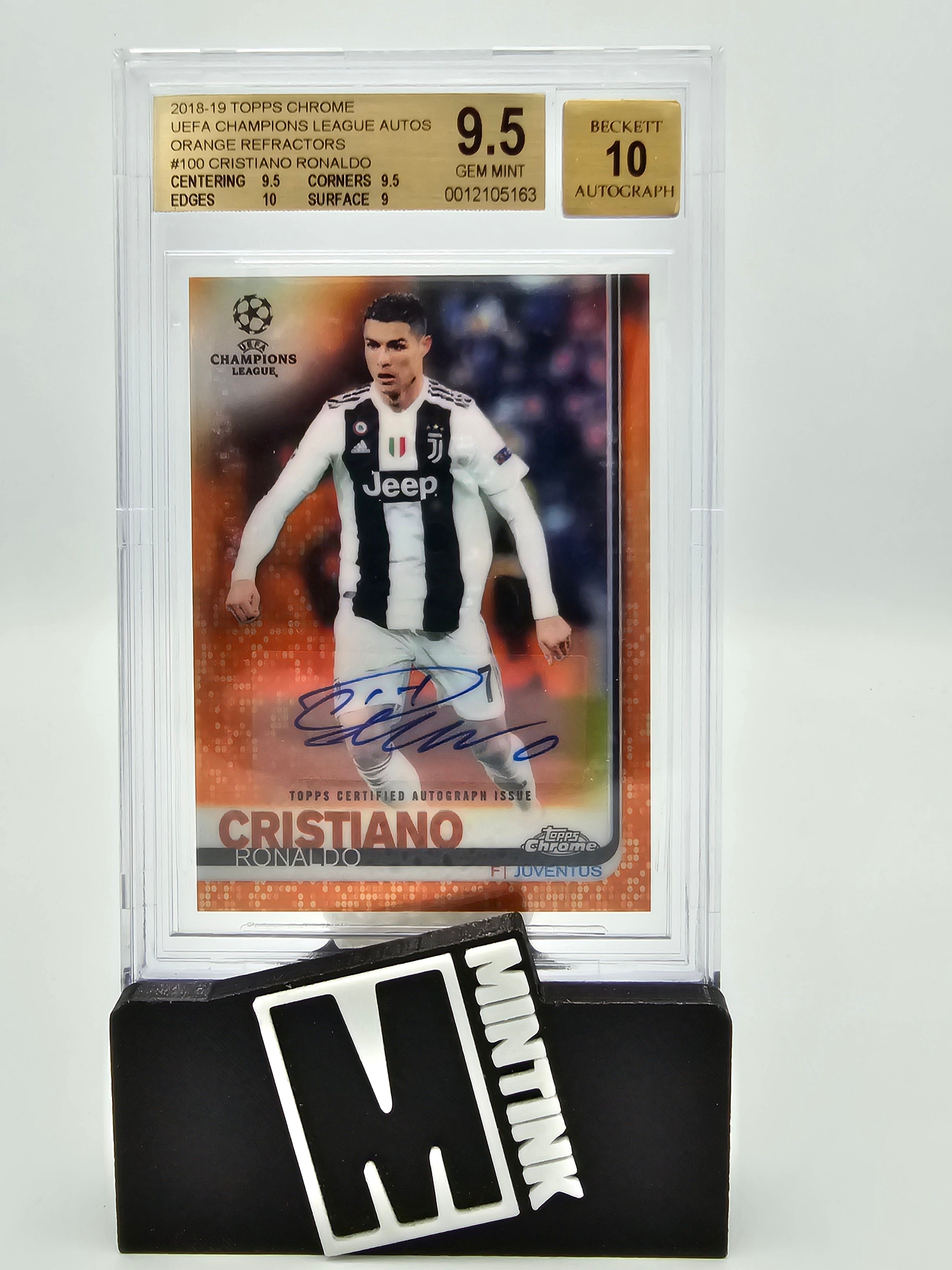 2018-19 Topps Chrome Uefa Cl Bgs 9.5 Cristiano Ronaldo Orange Refractor Auto /25 1