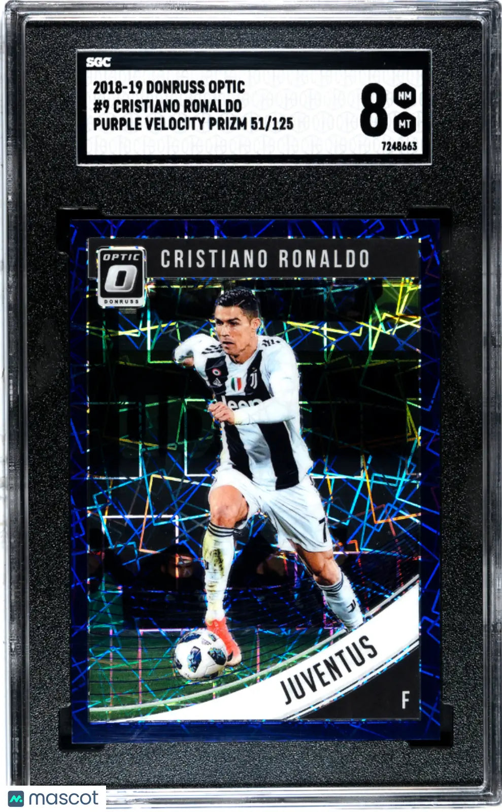 2018 Donruss Optic Cristiano Ronaldo Purple Velocity Prizm SGC 8 /125 