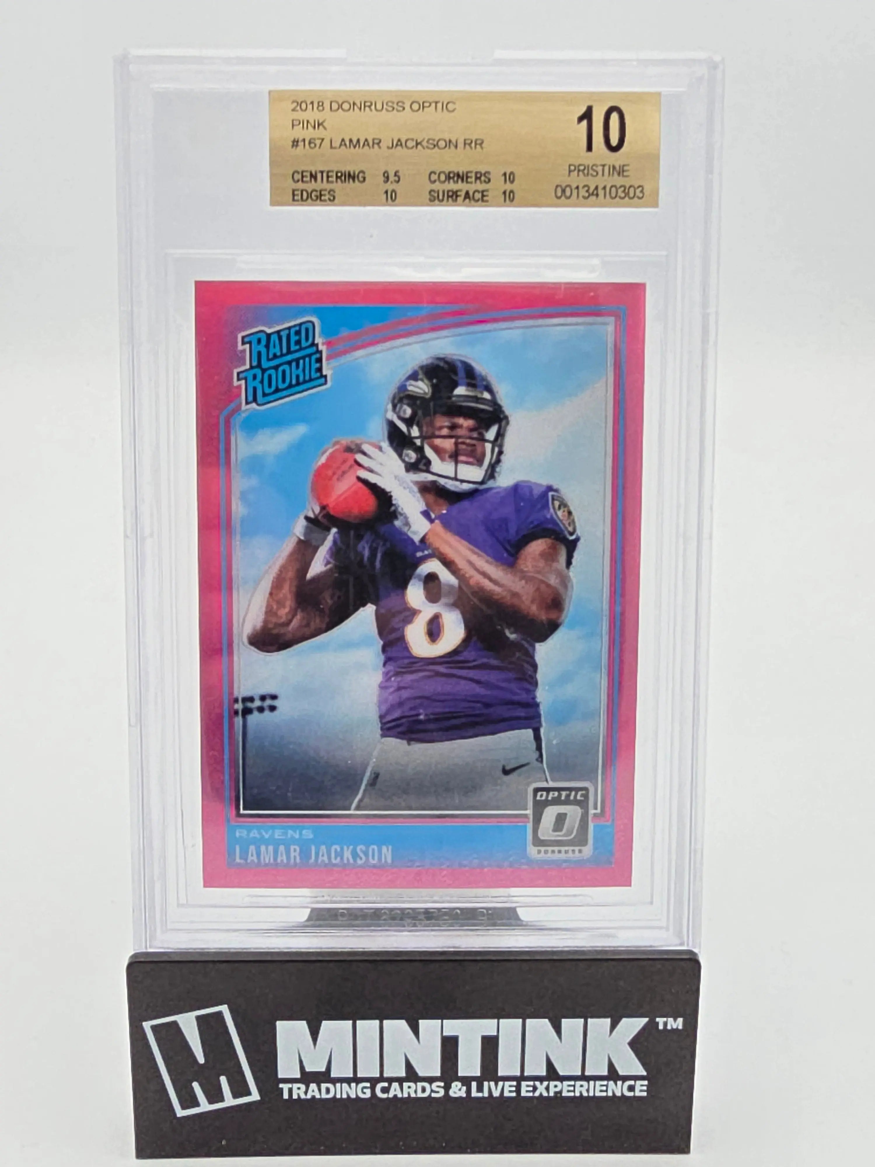 2018 Donruss Optic Pink Rated Rookie Lamar Jackson BGS 10 