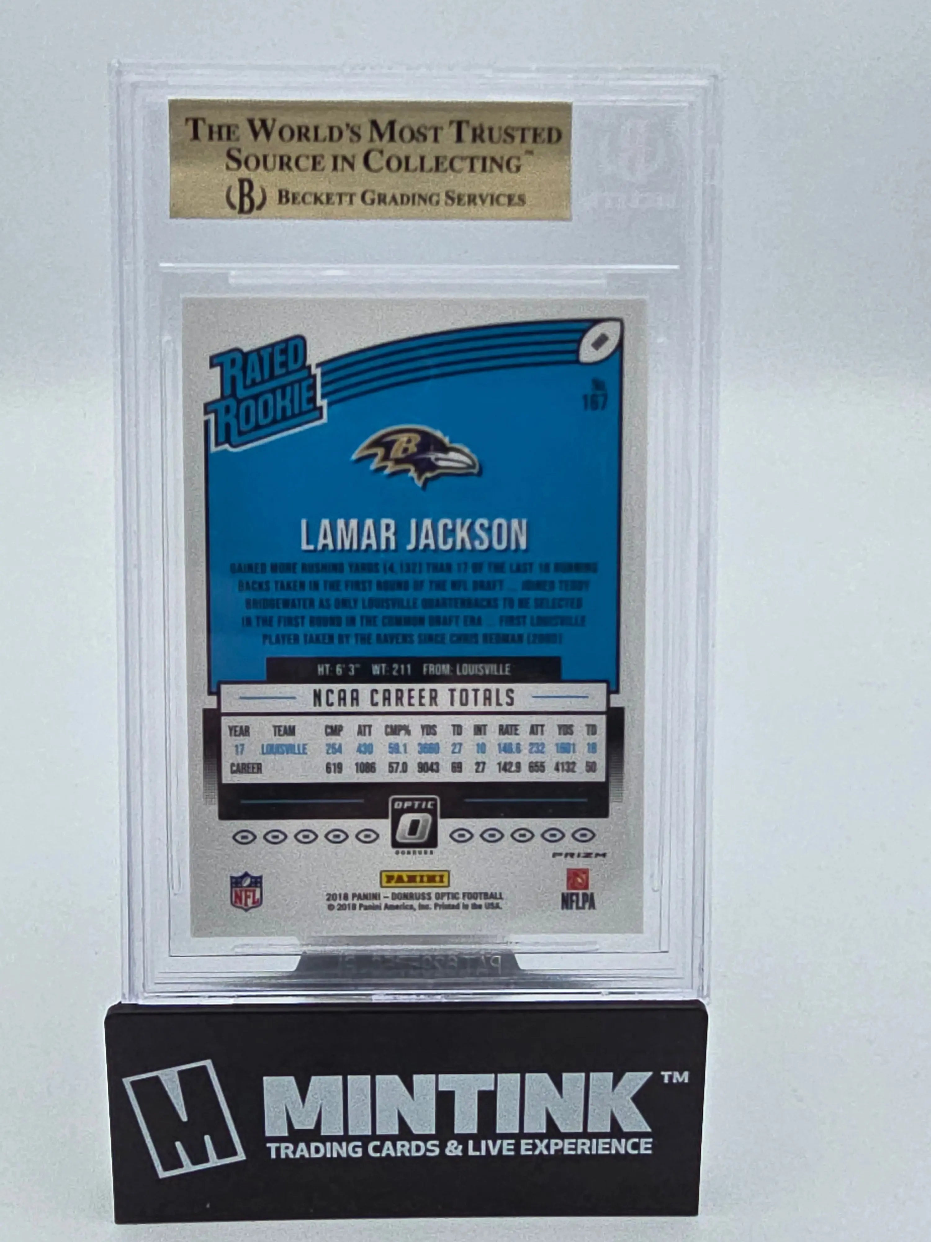 2018 Donruss Optic Pink Rated Rookie Lamar Jackson BGS 10 