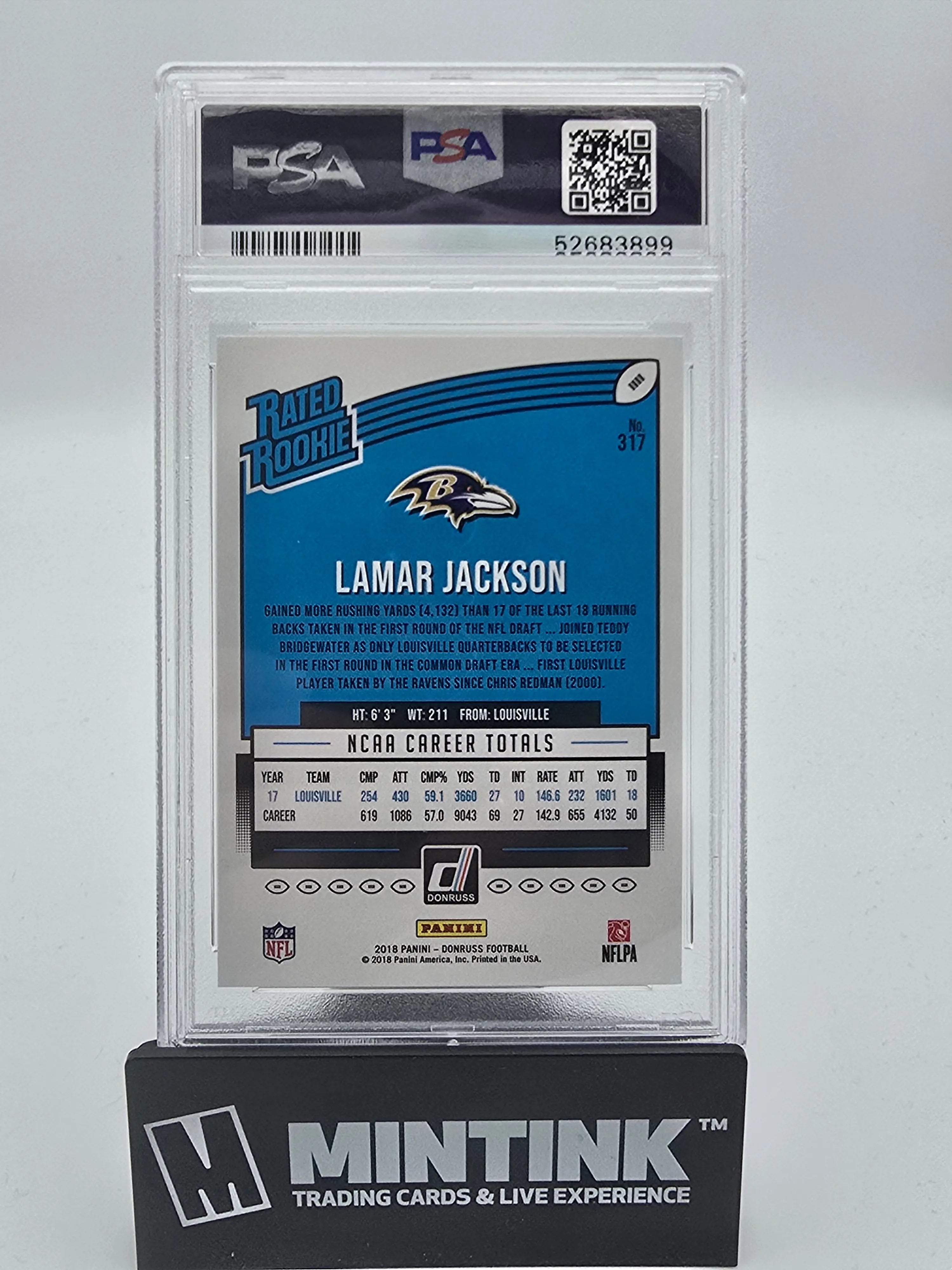 2018 Panini Donruss Football Rated Rookie Lamar Jackson PSA 10 