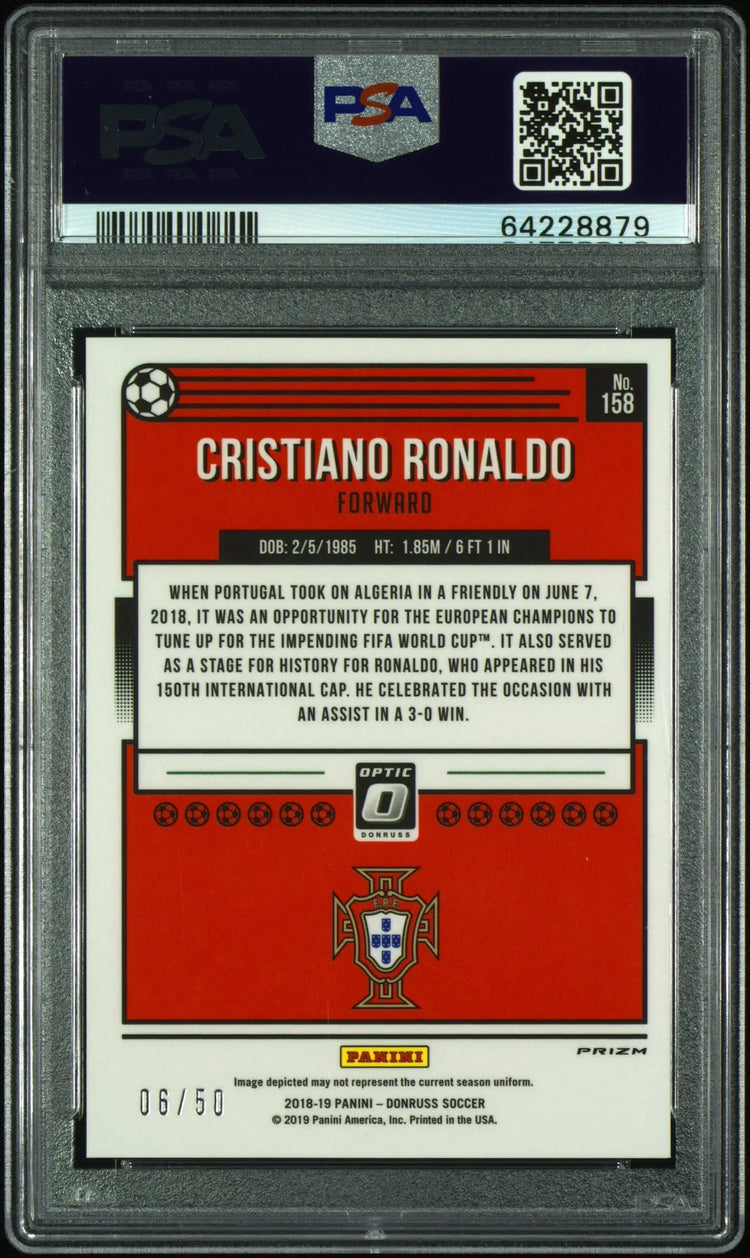 2018 Panini Donruss Optic Cristiano Ronaldo Red Velocity PSA 10 /50 #158 