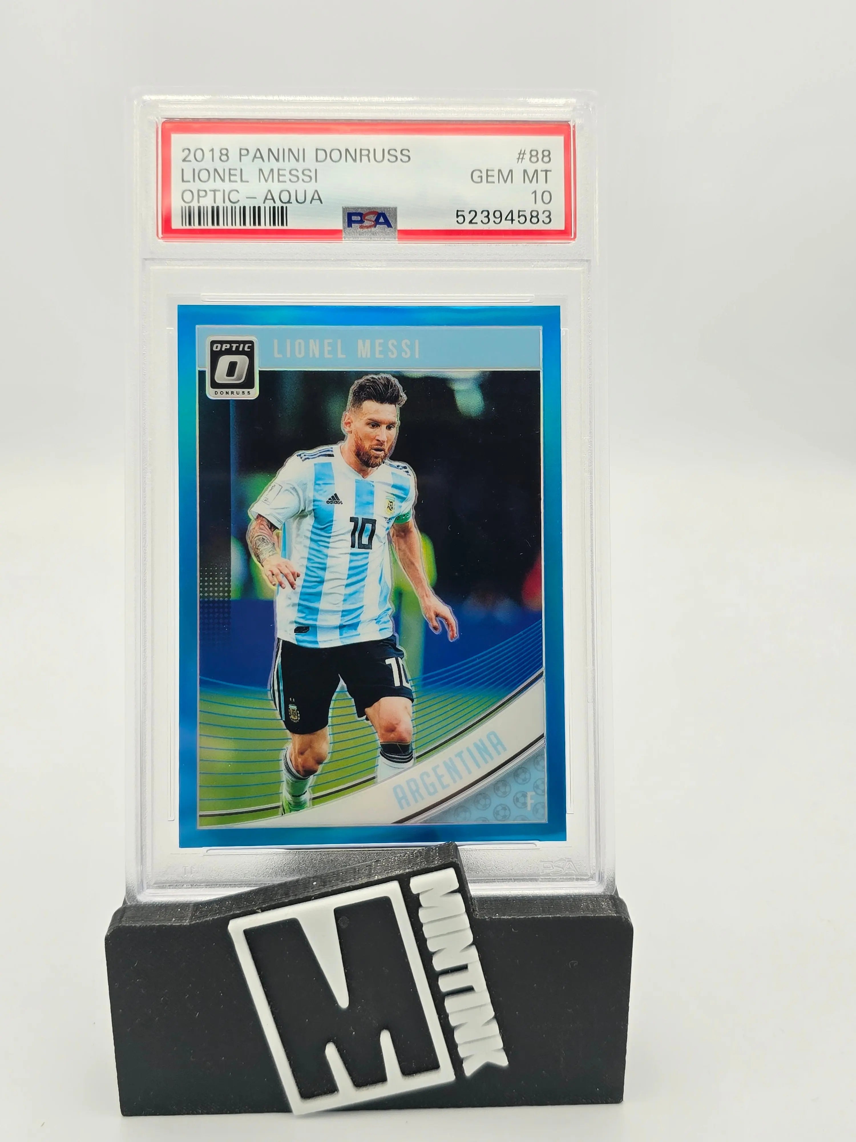 2018 Panini Donruss Optic Lionel Messi Aqua Club Jersey PSA 10 /149 #88 