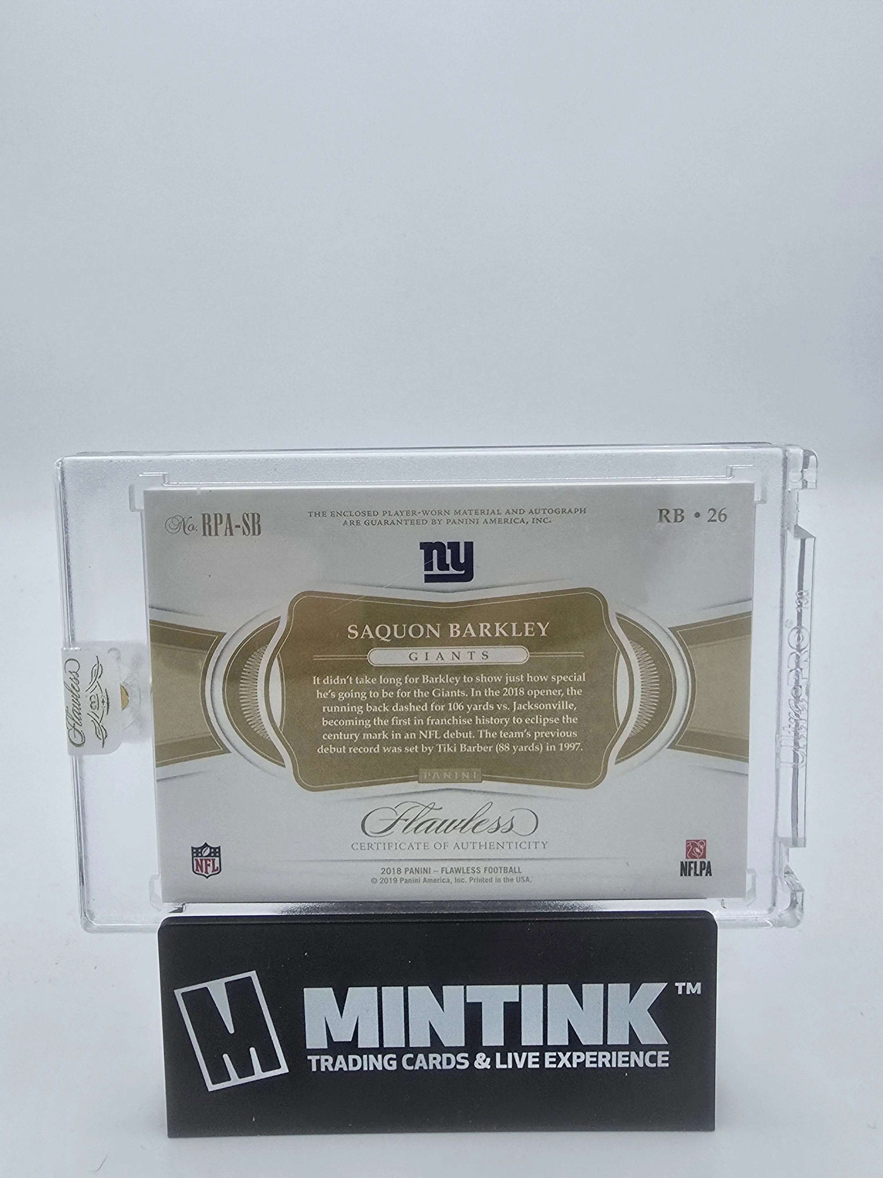 2018 Panini Flawless Football Saquon Barkley RC Rookie Silver Patch /20 