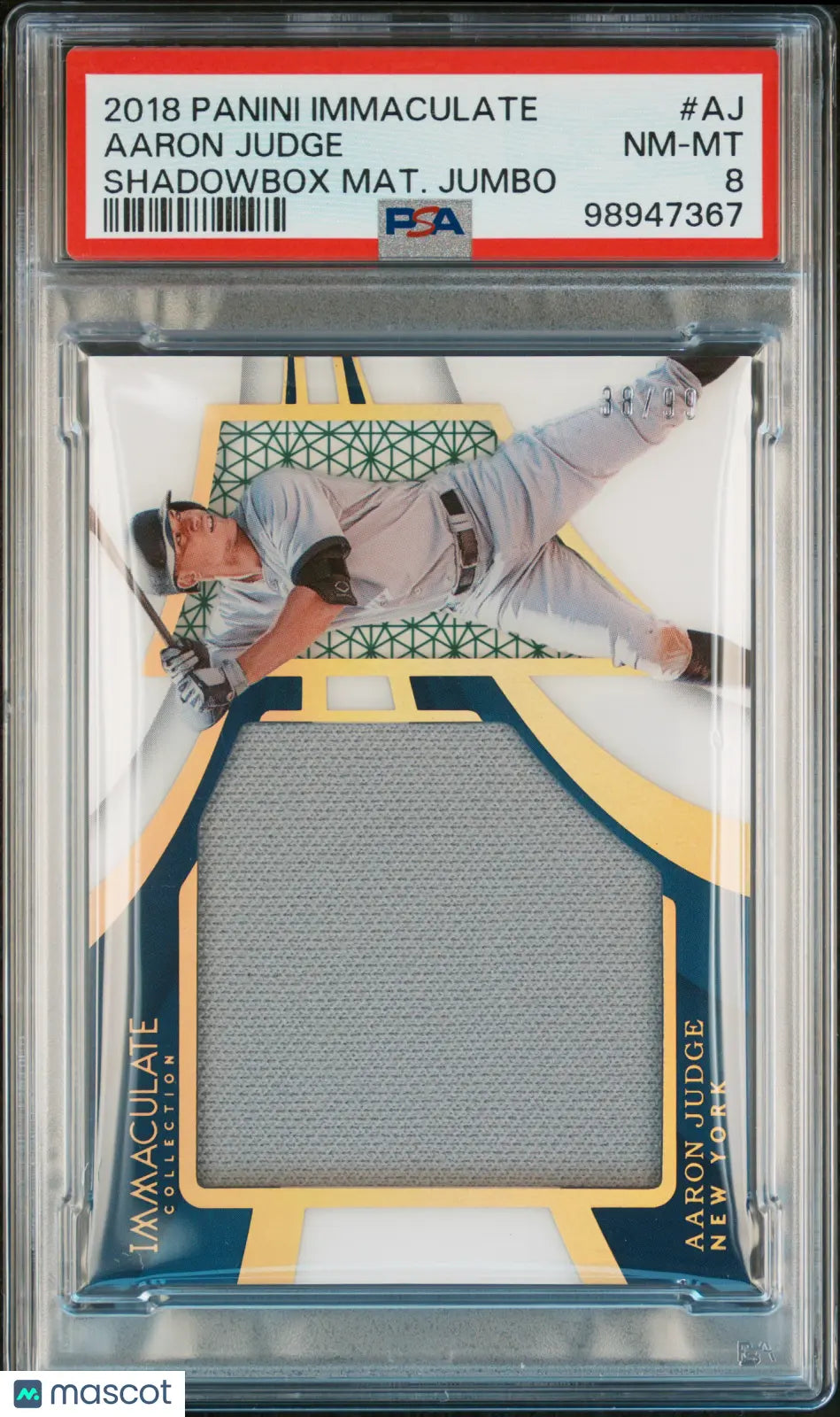 2018 Panini Immaculate Shadowbox Materials Jumbo Aaron Judge PSA 8 /99 