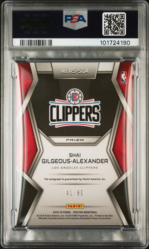 2018 Spectra Rising Stars RC Signatures Auto Blu S. Gilgeous-Alexander PSA 8 /60 