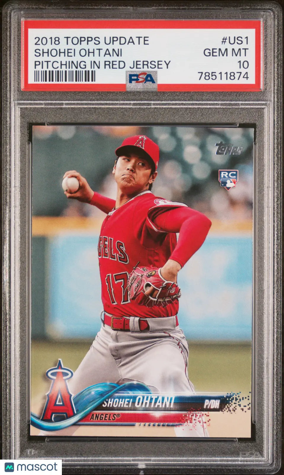 2018 Topps Update Shohei Ohtani RC Rookie Pitching Red Jersey PSA 10 