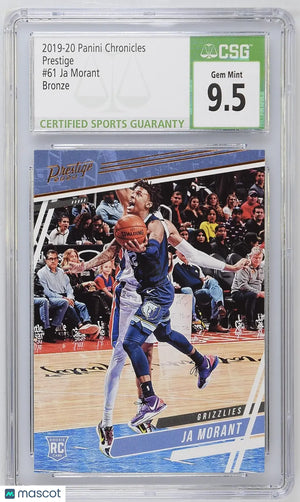 2019-20 Panini Chronicles Ja Morant RC Prestige Bronze CSG 9.5 #61 