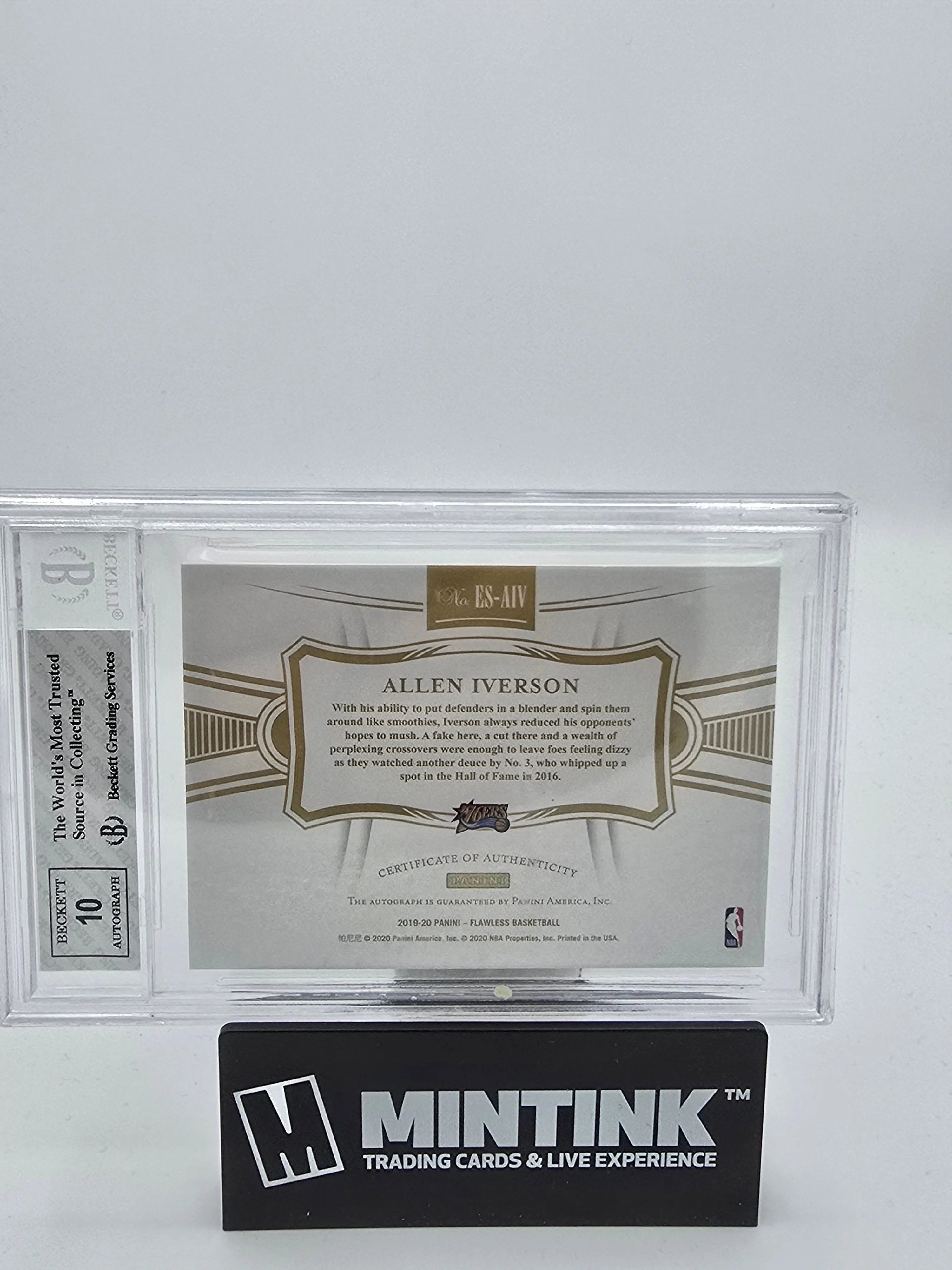 2019-20 Panini Flawless Enshrined Signatures Gold Auto Allen Iverson BGS 8 /10 