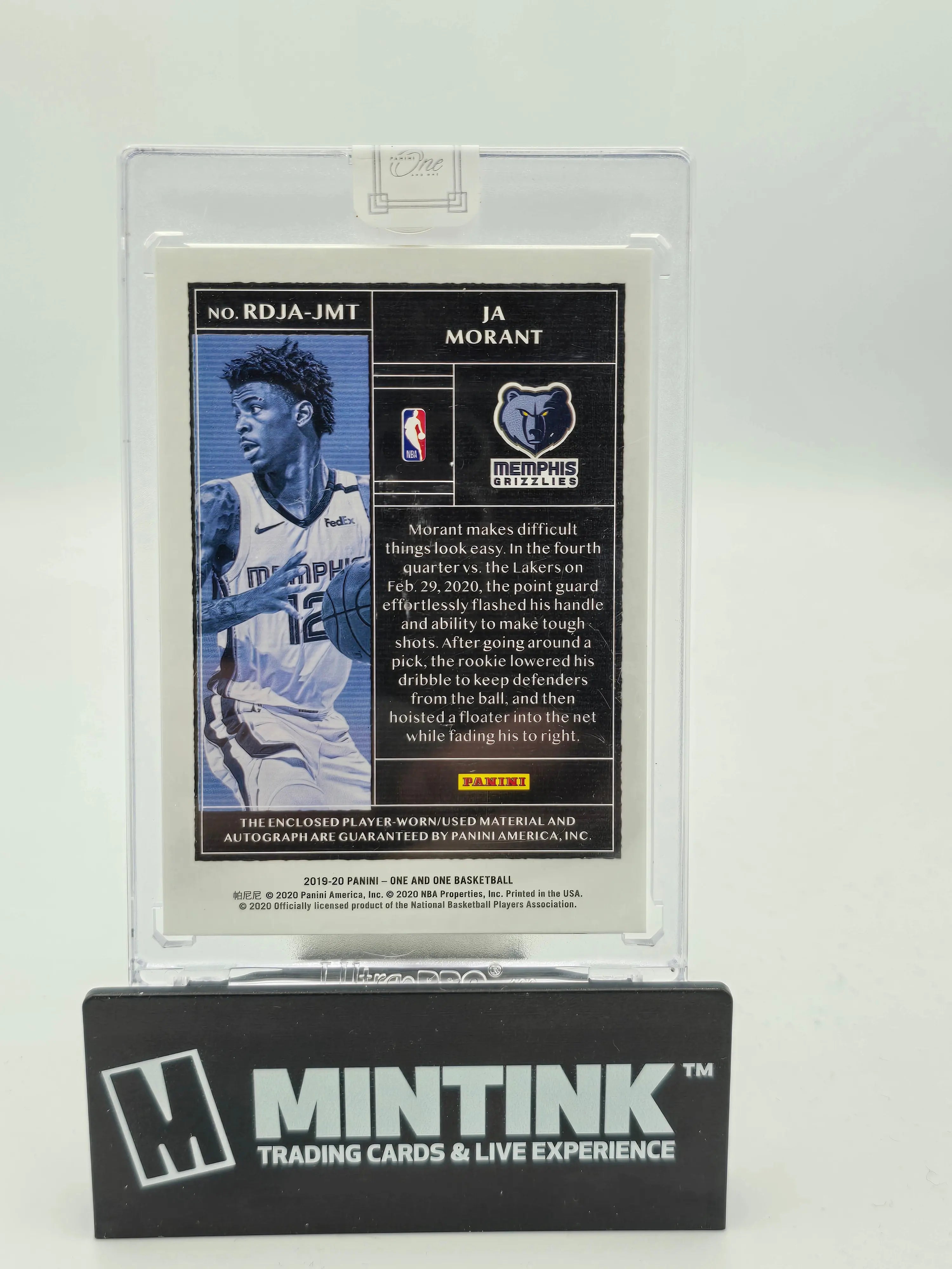 2019-20 Panini One And One Basketball Ja Morant RC Rookie Dual Patch Auto /99 