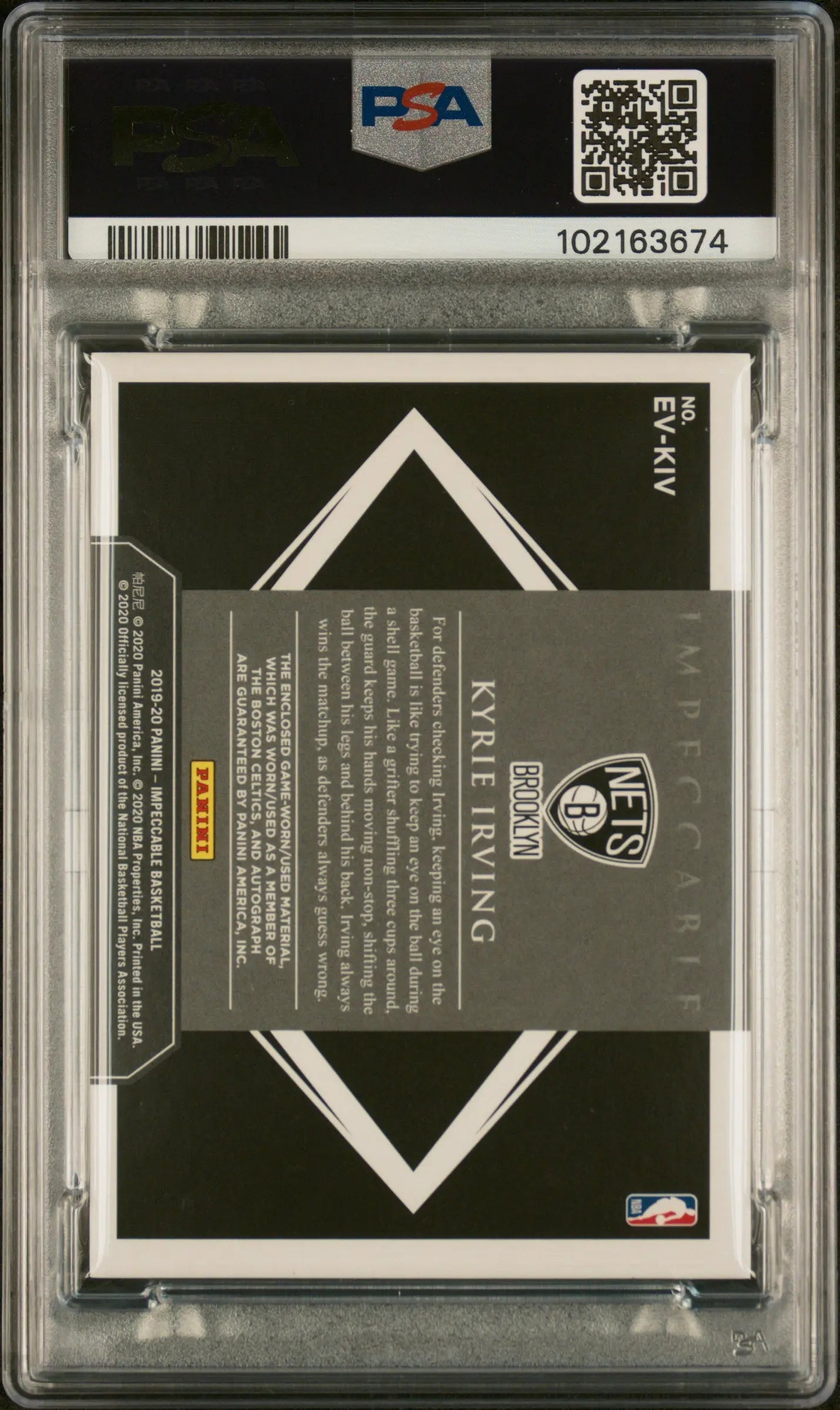 2019 Impeccable Elegance Veteran Jersey Platinum Autos Kyrie Irving PSA Auth 1/1 