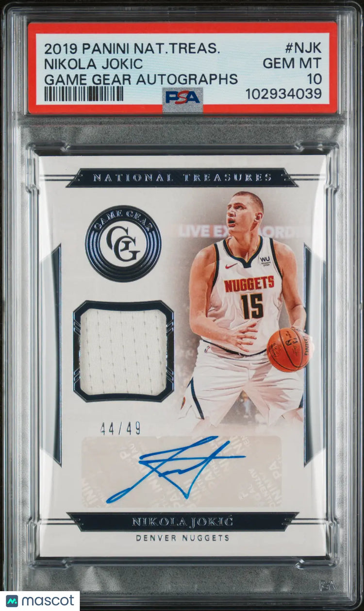 2019 National Treasures Game Gear Autographs Nikola Jokic PSA 10 /49 